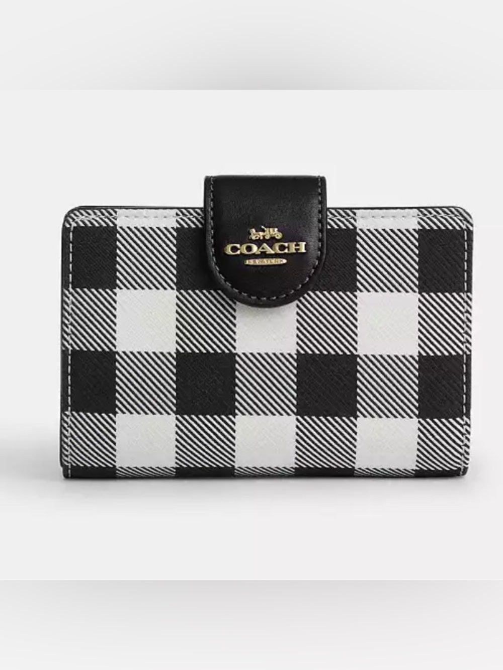 NWT! Coach medium wallet in black and white checkered color